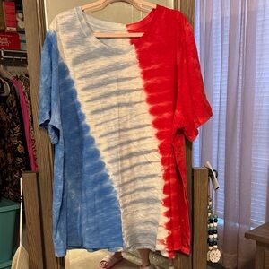 Red and Blue Tie-Dye T-Shirt Plus Size 26/28
